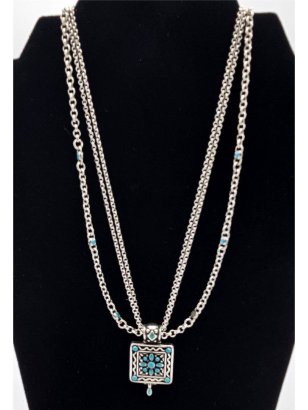 BRIGHTON Multi-Strand Mosaic Turquoise Square Pendant